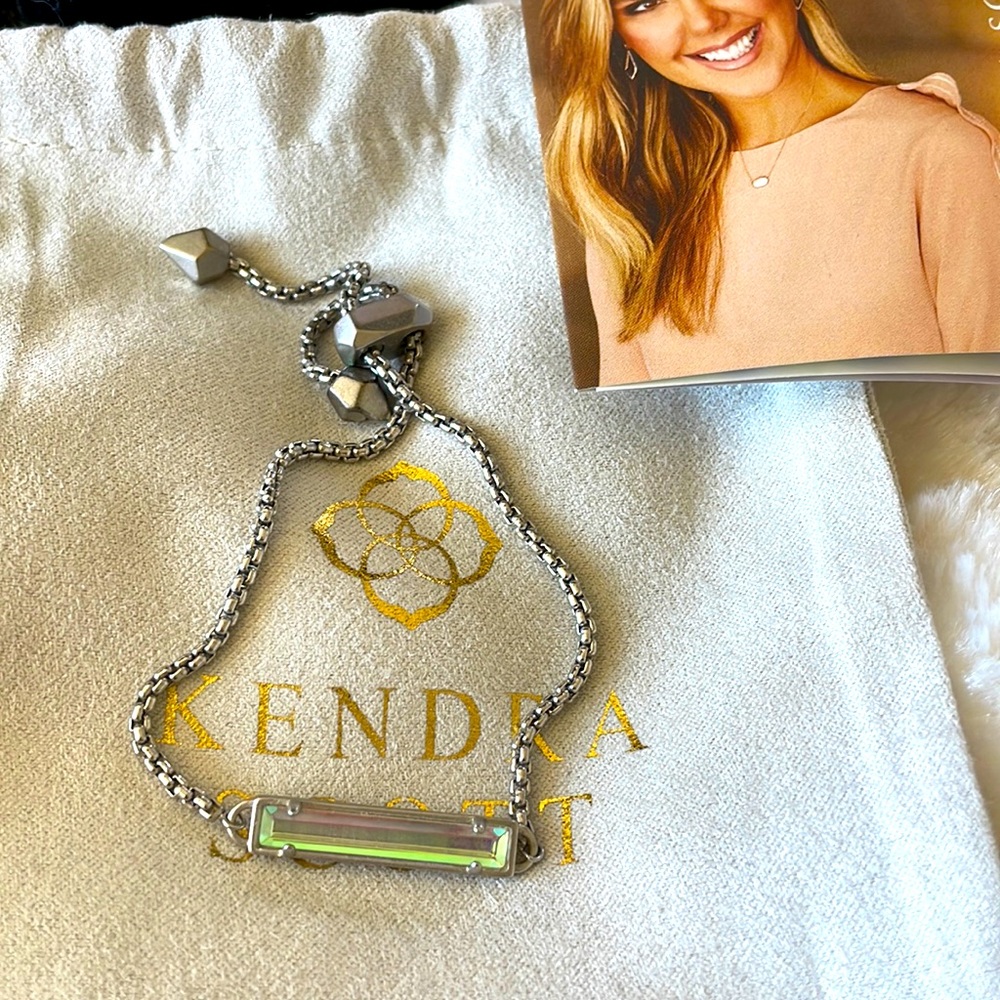 Kendra Scott silver tone Stan bracelet with Dichroic stone